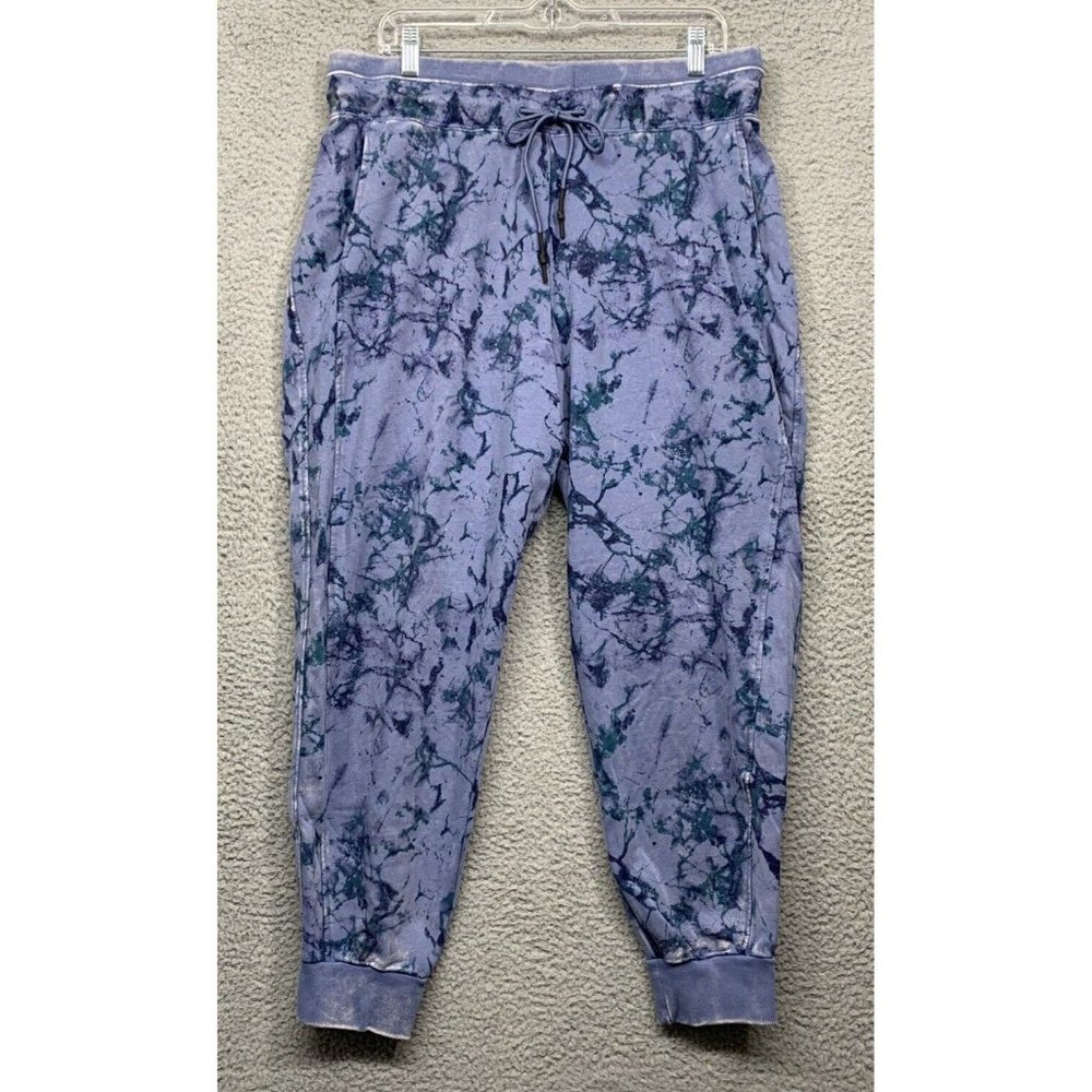 Women’s Joy Lab Sweatpants XL Blue Marble Print Pockets Adjustable Waist NWT NEW